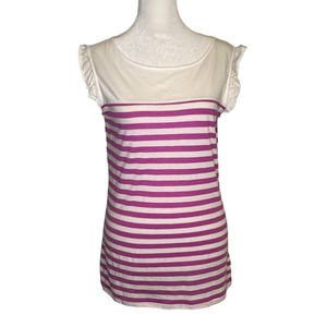 Lilly Pulitzer White and Pink Striped Cap Sleeve Top